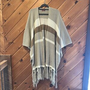 Merona chunky knit shawl poncho sweater with fringe